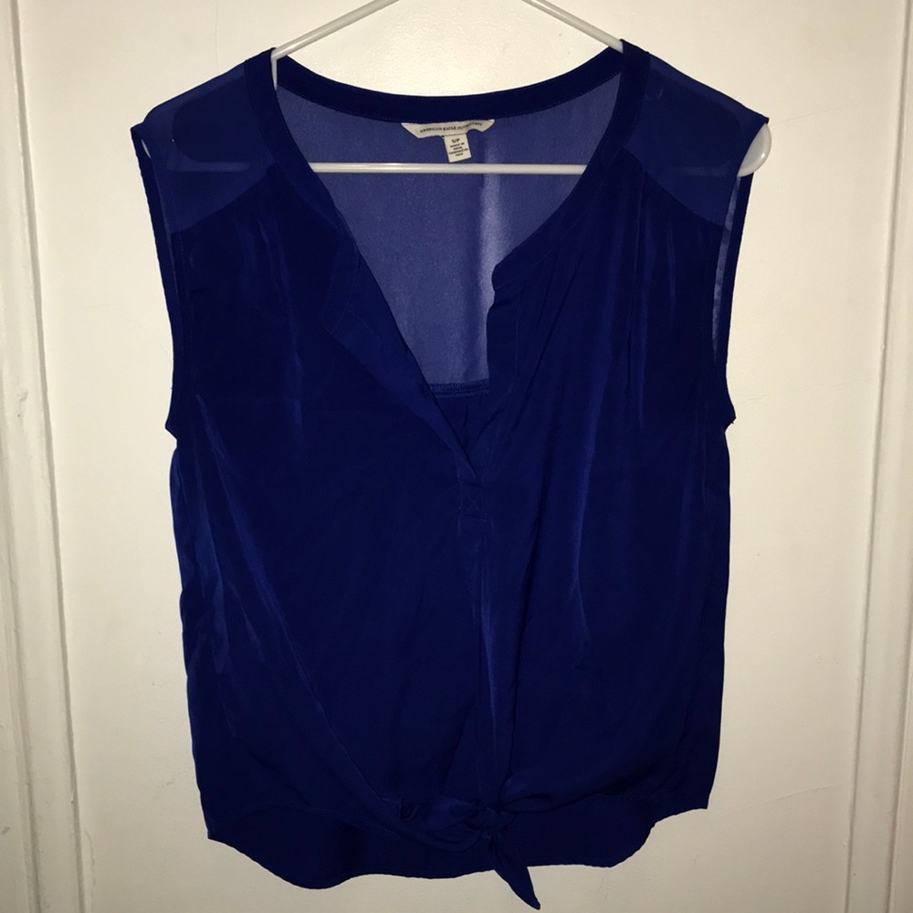 American Eagle royal blue sleeveless sheer top